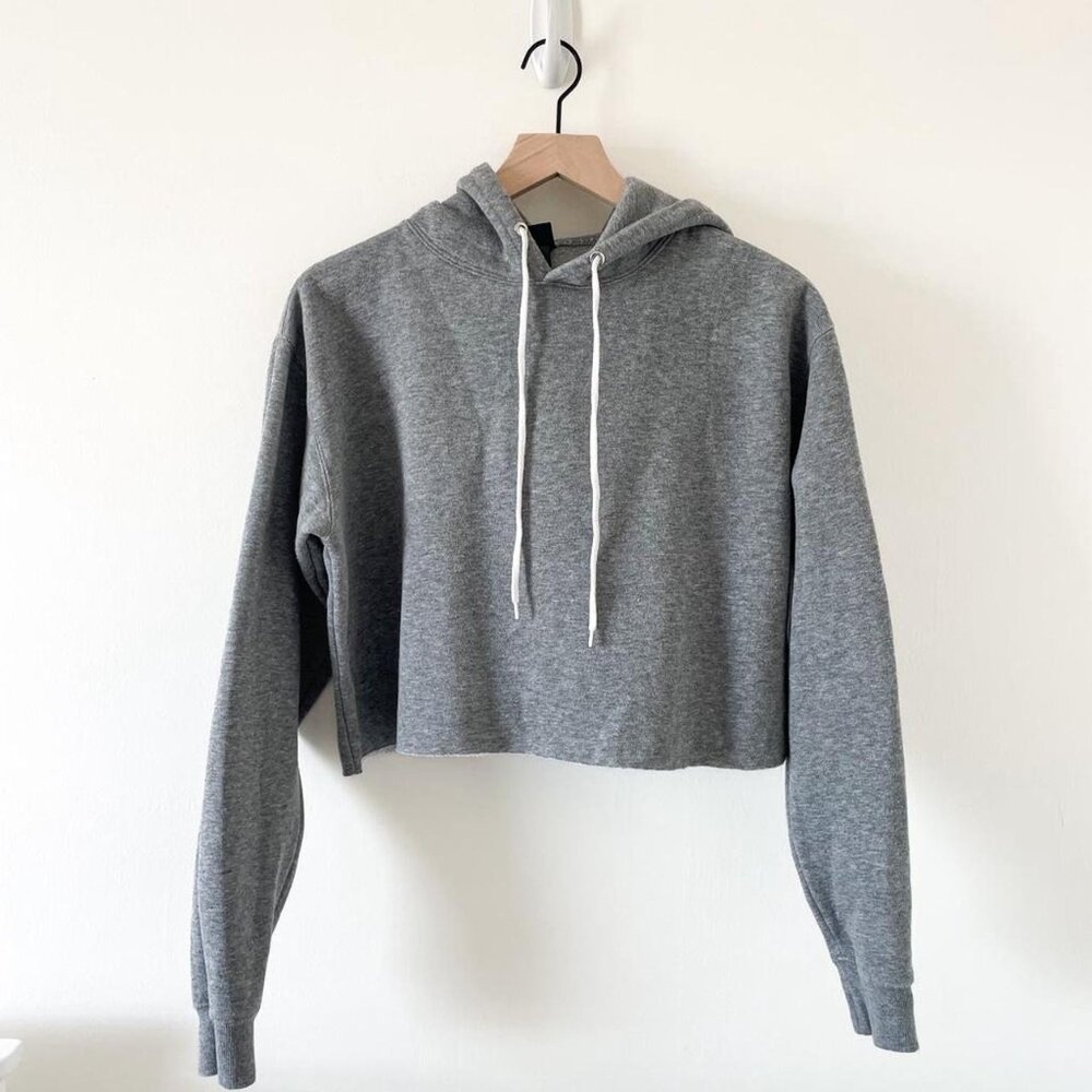 Gray Cropped Hoodie